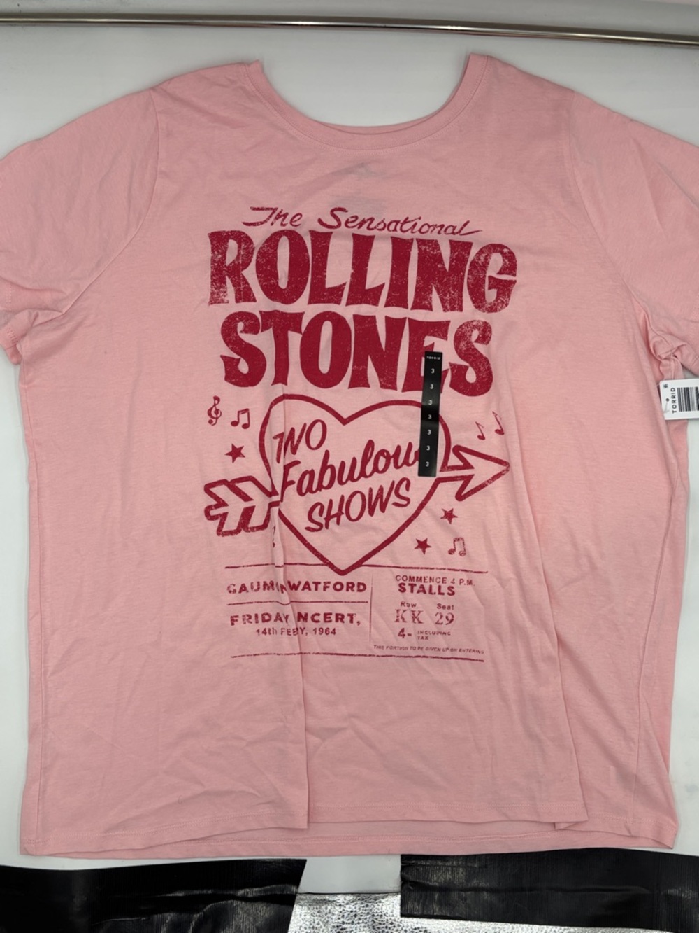 Torrid Rolling Stones Relaxed Cotton Crew Tee in Coral Blush - Picture 1 of 6